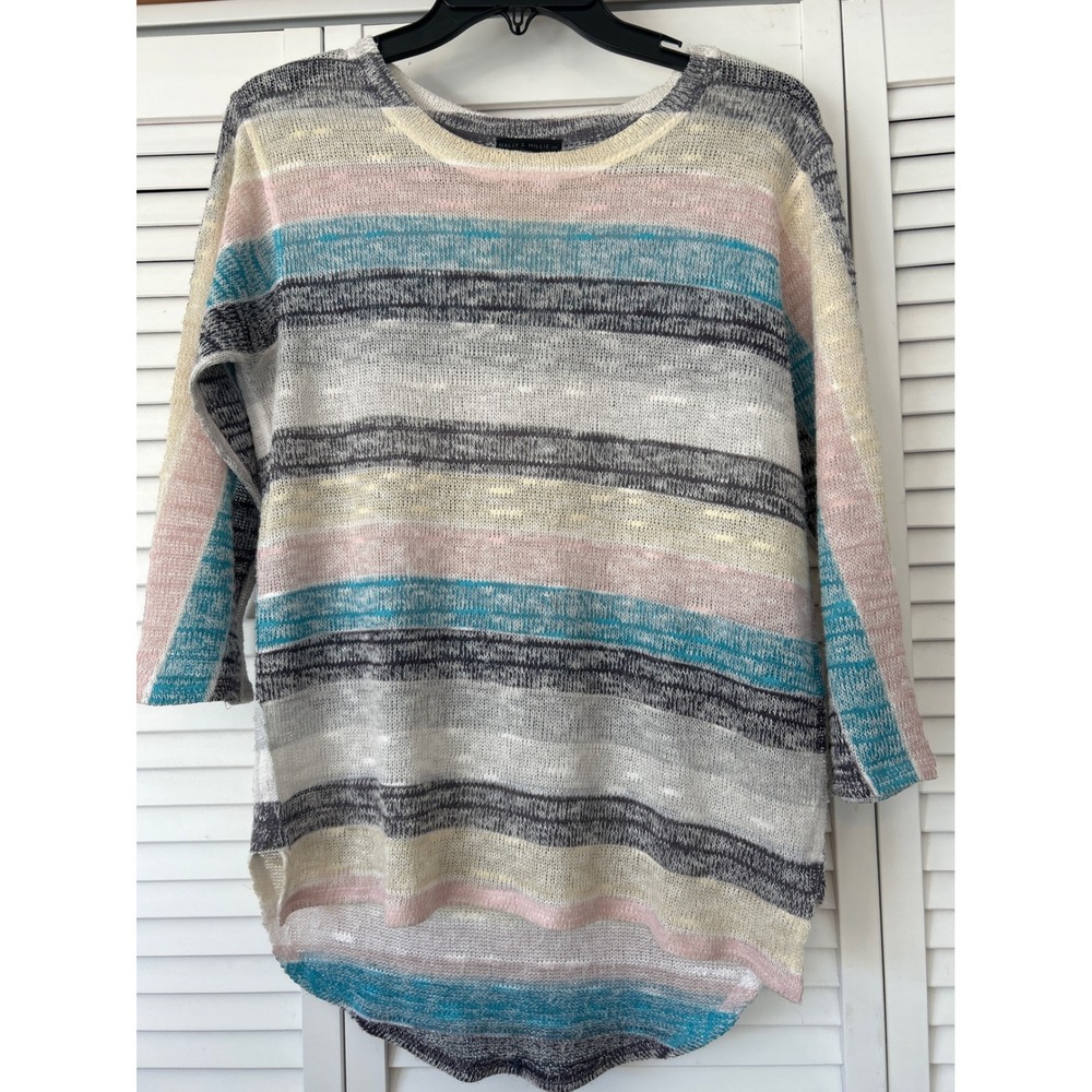 Nally & Millie Striped Lightweight Oversized Tunic‎ Sweater Women's Small Shear